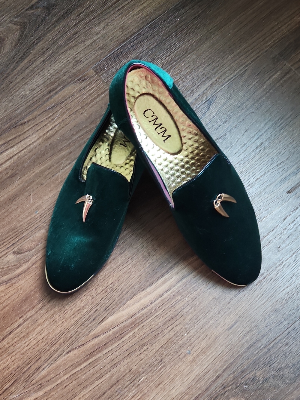 Dark Green Velvet Slip-On Loafers for Men